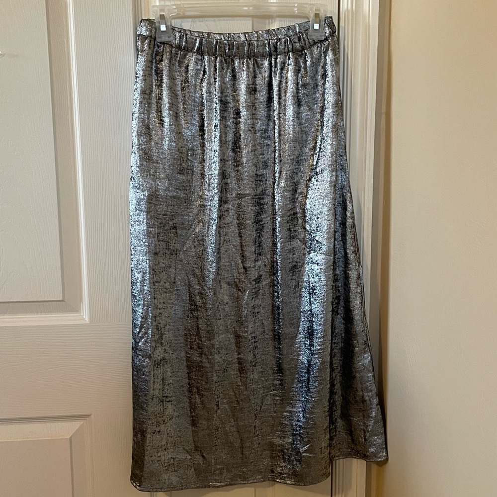Old Navy Silver Metallic Midi Skirt